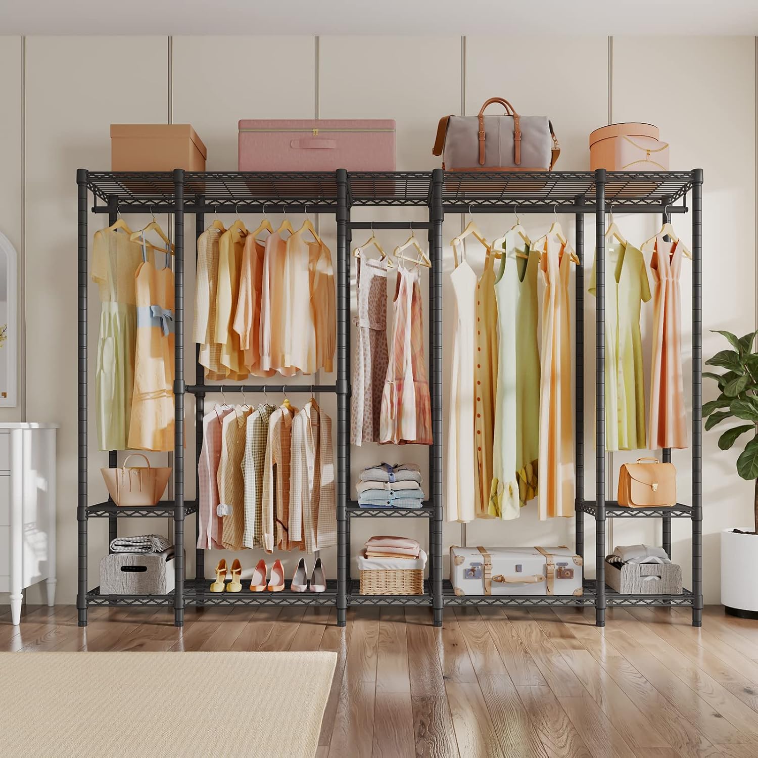 VIPEK V50 Heavy Duty Clothes Rack, Extra Large Freestanding Garment Rack with Adjustable Shelves, Open Closet Storage System for Bedroom, Reach-in/Walk-in Closet, 1300 lbs Capacity, Black