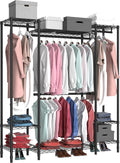 Garment Rack Heavy Duty Clothes Rack for Hanging Clothes,Metal Garment Rack,Freestanding Clothing Rack,Adjustable Custom Closet Rack,54' L x 13.8' W x 75.8' H, Max Load 750LBS,Black