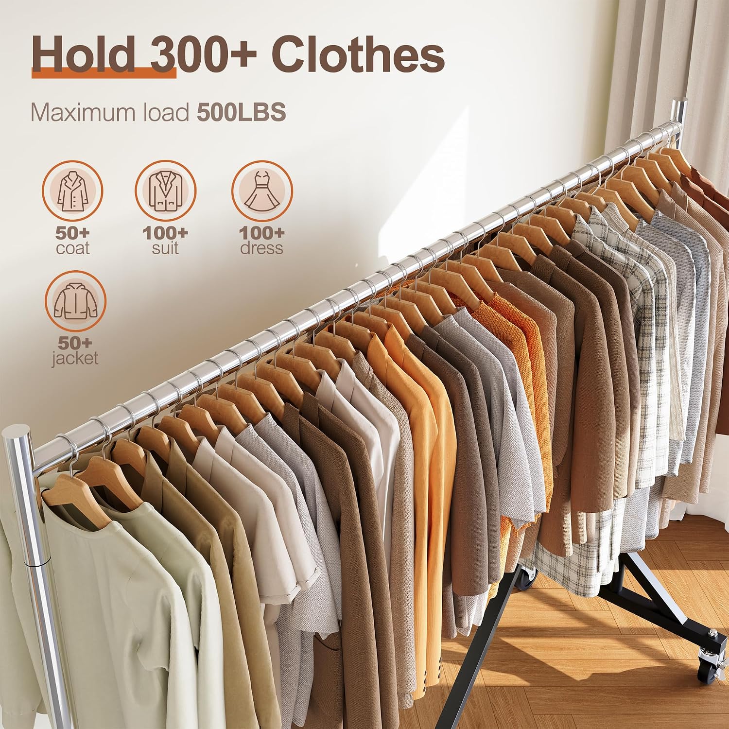 HOKEEPER Clothes Rack Z Rack Clothing Rack Commercial Garment Rack with Lockable Wheels Height Adjustable Coat Rack Heavy Duty Clothes Rack for Bedroom, Living Room, Laundry, Balcony 71' H, 3 Pack