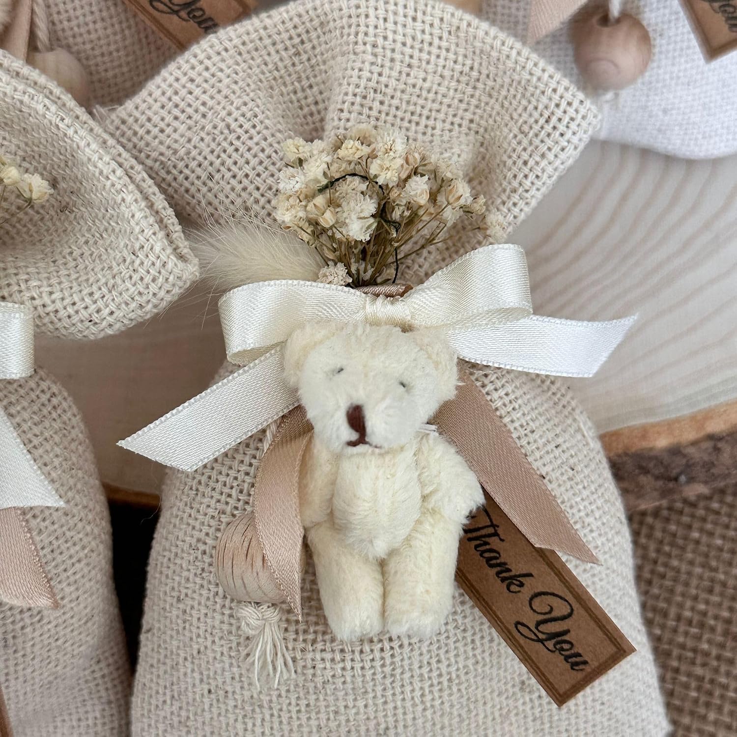 Lavender Scented Cute Teddy Bear Shaped Bag Favors in Bulk • Pouches, Sachets for Drawers • Dried Flower Mini Bouquet Freshners • Baby, Bridal Shower (100 Pieces)