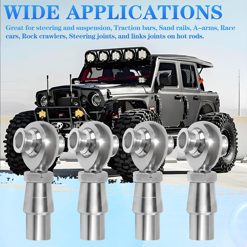 3/4' Heim Joint Rod End Kit with Spacer,Tube Adapters & Jam Nuts,RH & LH Hand Thread .750' Chromoly Heim Joints Panhard Rod End for Steering and Suspension, Traction Bars,Links Joints-4Set