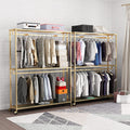 TIEOU Gold Clothes Racks Free-Standing, Gold Clothing Rack with Shelves for Boutiques, Heavy Duty Garment Rack for Hanging Clothes, Large Wardrobe Closet(Only One Shelf)