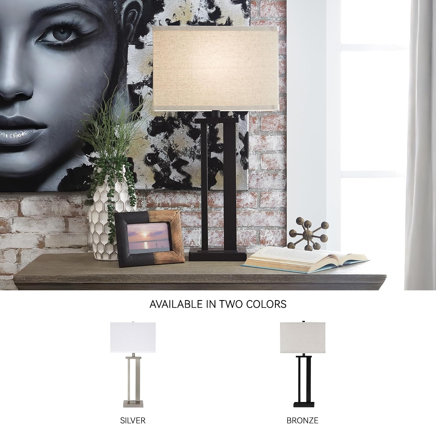 Signature Design by Ashley Aniela Contemporary 29' Table Lamp with Open Silhouette, 2 Count, Bronze