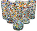 Confetti Rocks 20 oz Tall Iced Tea Glasses (set of 6) | Hand Blown Drinking Glasses, Multicolor Mexican Glassware Tumblers for Water, Juice, Margaritas & Cocktails | Lead-free, Toxin-Free