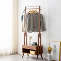Bamboo Wooden Garment Rack Freestanding Closet Organizers and Storage Drawers with Seat&Hooks, Coat Rack, Open Wardrobe for Entryway and Bed Room Storage (25(L) x 13(W) x 66.5(H))