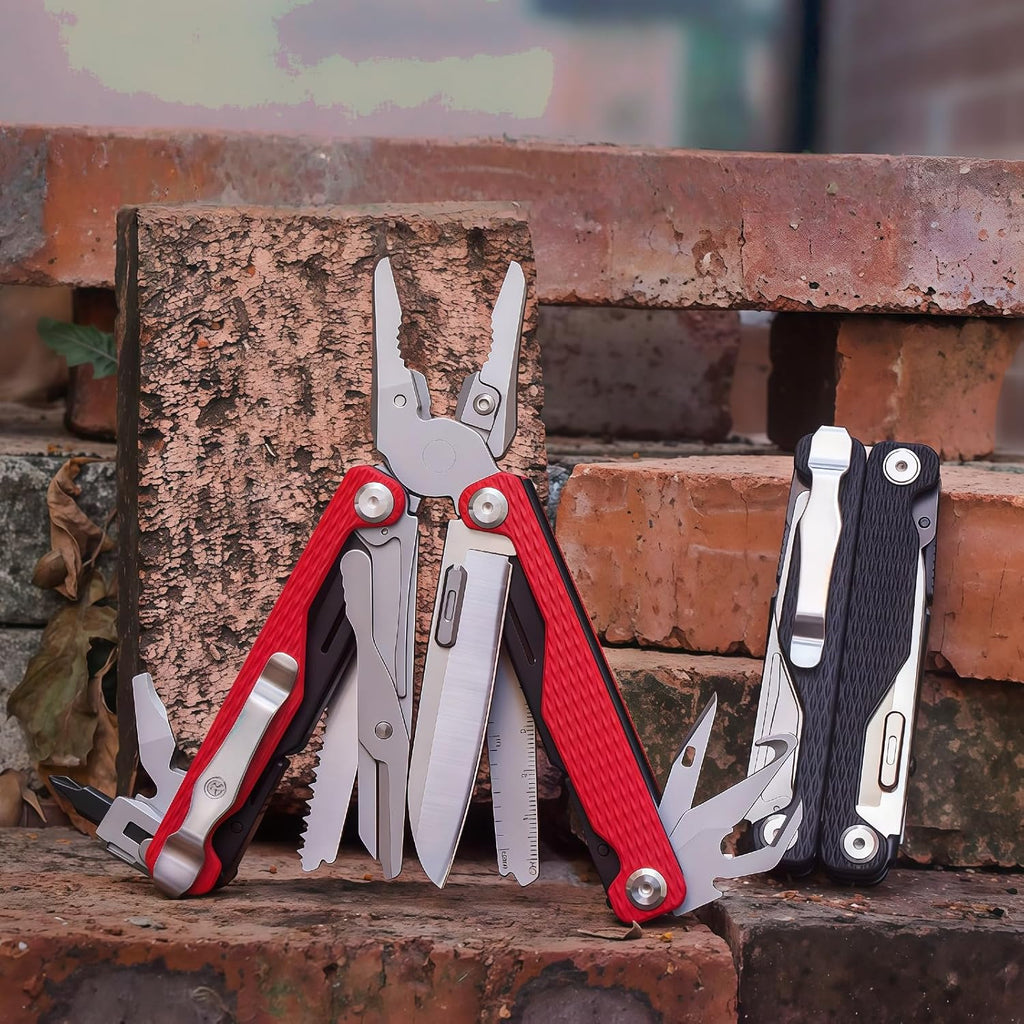 Multitool,20-in-1 Full-Size,Multi-Purpose Pliers,Lightweight EDC,Tactical Gear,With Safety Locking,Camping Knives & Tools,Gifts for Guys,Gifts for Hunters Men who have Everything (Pink and Silver)