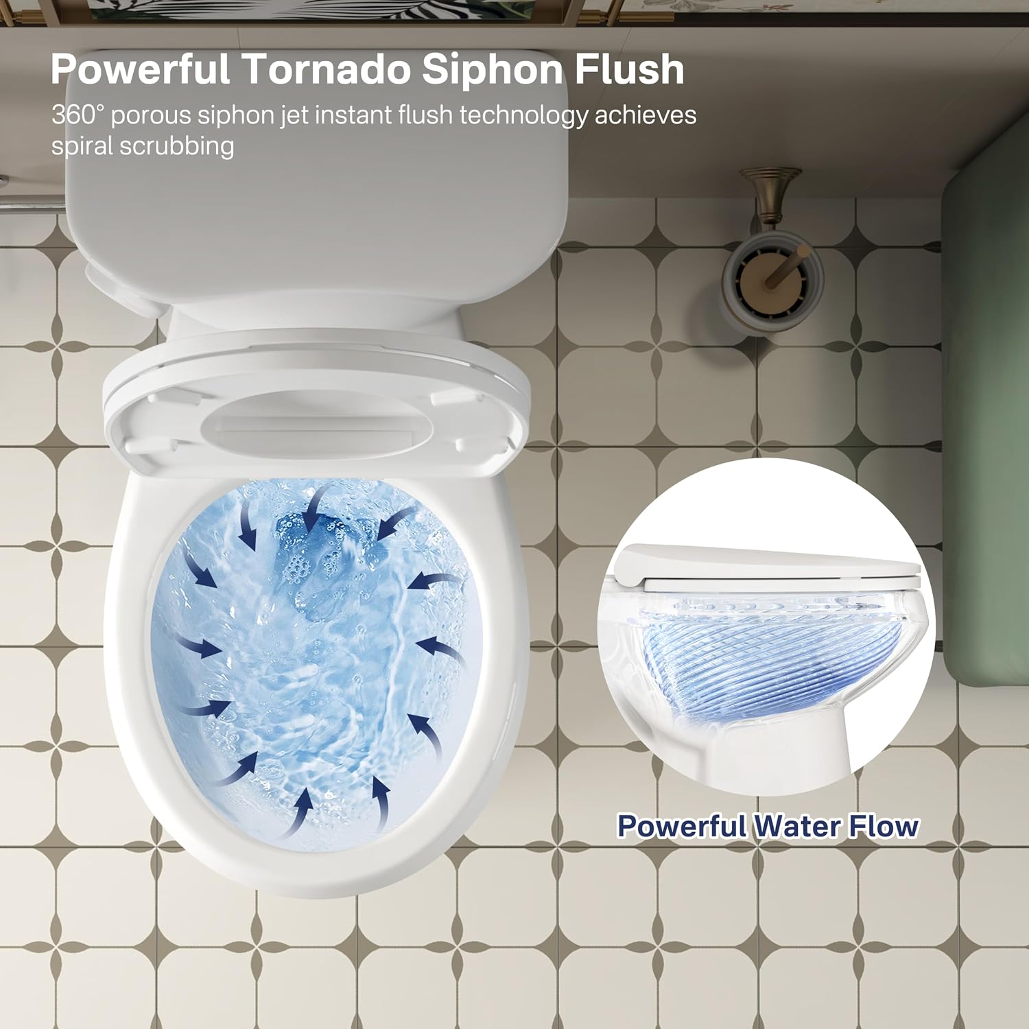 Eridanus Tall Two Piece Toilet, ADA Compliant Height 19', Round Toilets Bowl with Soft Close Seat, 1.28 GPF, 12' Rough-In, for Elderly, Pregnant, Handicap,Taller