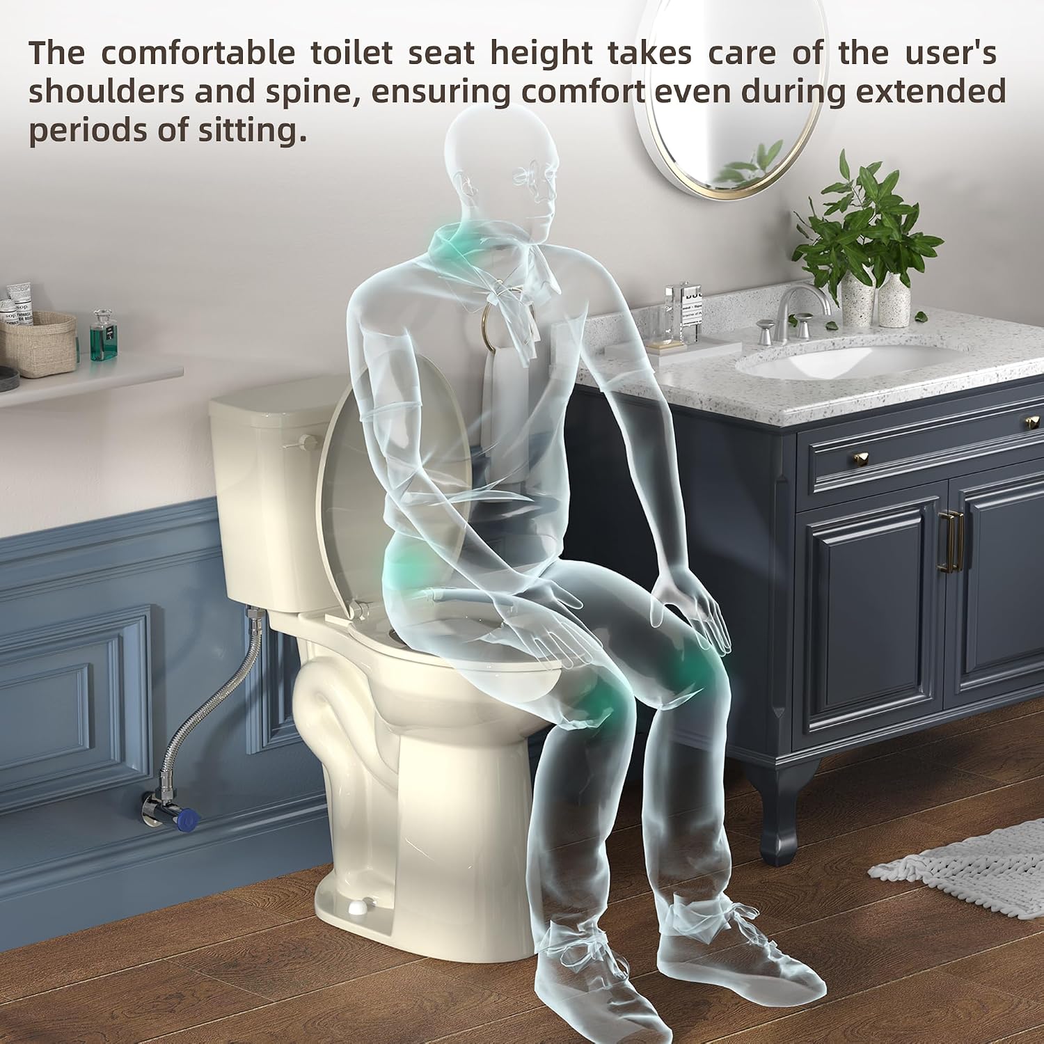 SUPERFLO Tall Toilet 21 Inch Bone White, Extra Tall Toilets for Elderly with 1.28GPF Siphon Flush & Rough in 12 Inch, High Toilets for Bathrooms Tall Height for Seniors & Tall Person