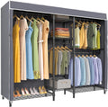 VIPEK Classic V6C Heavy Duty Covered Clothes Rack Portable Wardrobe Closet, 5 Tiers Wire Garment Rack Black Metal Clothing Rack with Grey Oxford Cover, 70.1' L x 17.3' W x 76.4' H, Max Load 870 LBS