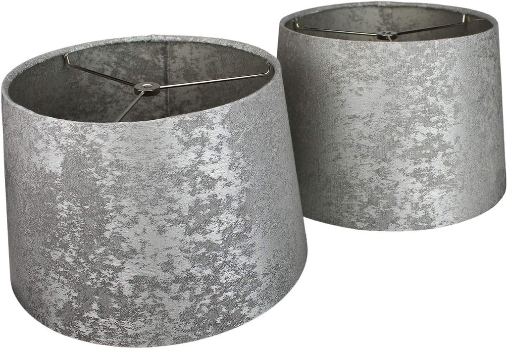 FenchelShades.com Set of 2 Lampshades 10' Top Diameter x 12' Bottom Diameter x 8' Slant Height with Washer (Spider) Attachment. Attaches to Lamps with an existing Harp (not included) (Sterling)