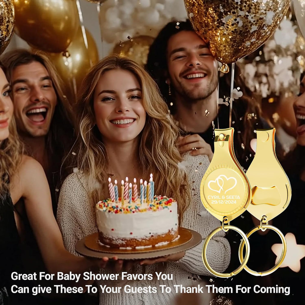 60pcs Personalized 4 in 1 Multi Function Bottle Opener, Gold Nail Clipper, Wedding Favors Brewery, Private Customized, Multitool Gifts for Men