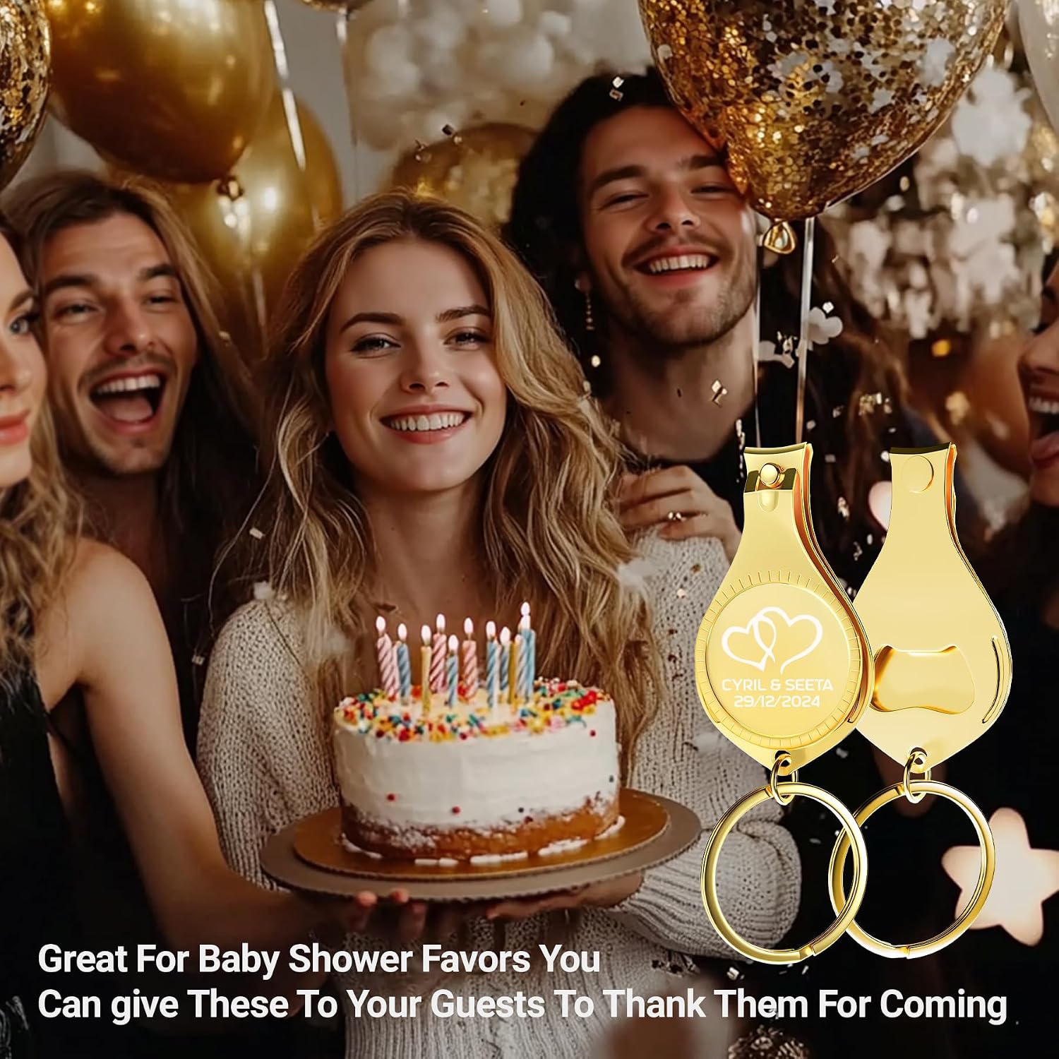 60pcs Personalized 4 in 1 Multi Function Bottle Opener, Gold Nail Clipper, Wedding Favors Brewery, Private Customized, Multitool Gifts for Men