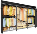 ULIFHOME E14C Max Heavy Duty Closet Organizer System，Freestanding Clothing Racks for Hanging Clothes，Adjustable Garment Rack 86' W × 16' D × 77' H Hold 1060 lbs，Black Rack with Black Cover