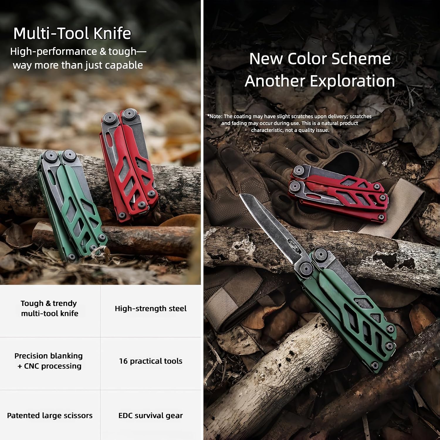 Multitool, 16-in-1 Full-Size, Lightweight EDC, Multi-Purpose Pliers, Pocket Knife, Scissors, Tactical Gear, Tools, Gifts for Guys, Equipment for Emergencies, Hiking, and Outdoor Camping (Blue)