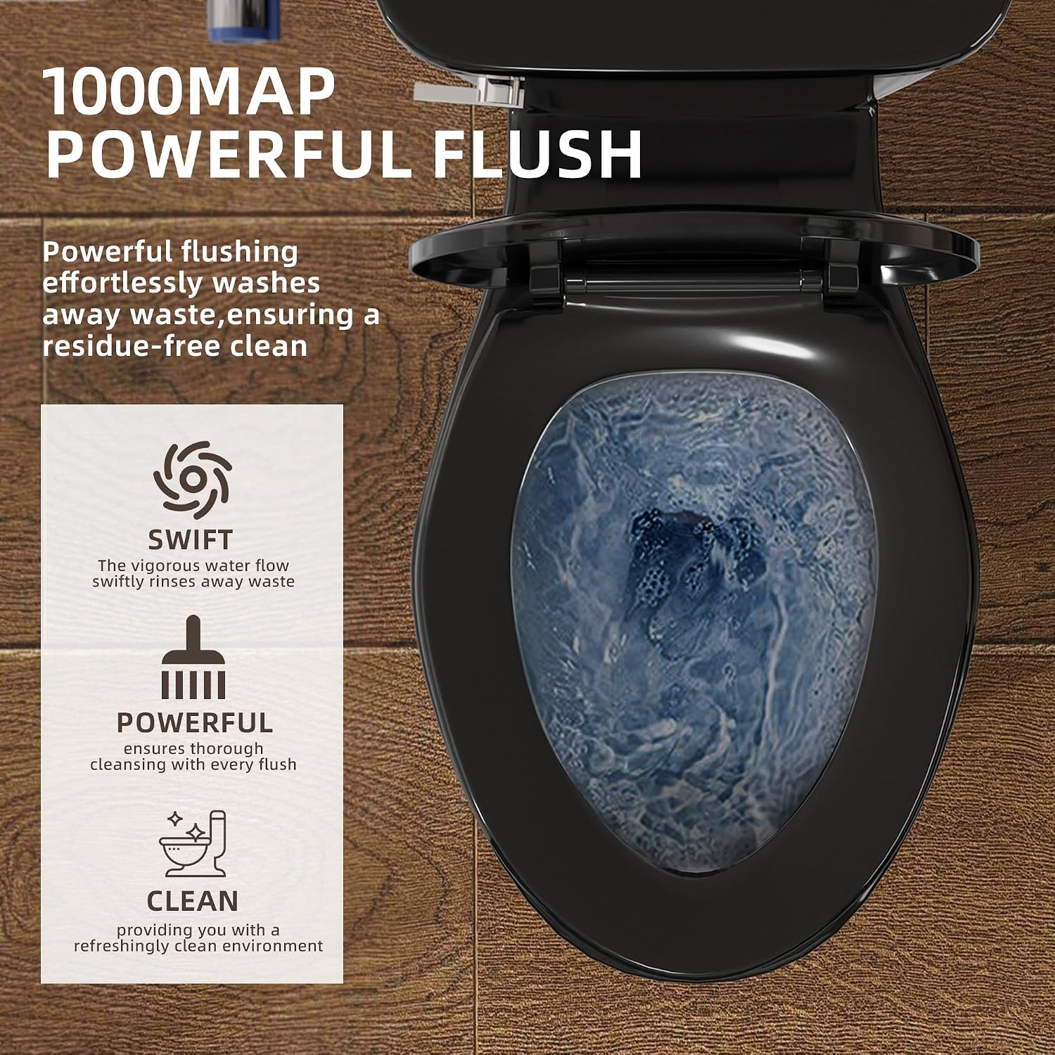 SUPERFLO Black Tall Toilet 21 Inch Extra Tall Toilets for Elderly with 1.28GPF Siphon Flush & Rough in 12 Inch, High Toilet for Seniors & Tall Person