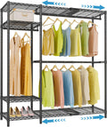 VIPEK X20 Expandable Metal Clothing Rack Adjustable from 3'3' to 4'8' Heavy Duty Garment Racks with Adjustable Shelves and Hanger Rods Portable Wardrobe Open Closet Rack System, Black