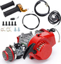49cc 52cc Big Bore Pocket Bike Engine with Performance Cylinder CNC Engine Cover Racing Carburetor DIY Engine + Air Filter + Handle Bar + Throttle Cable