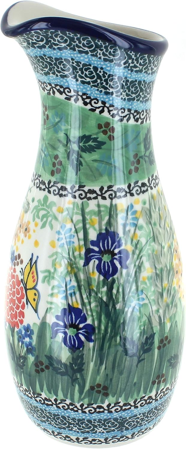 Blue Rose Polish Pottery - Green Teresa Water Carafe - 6 Cup Capacity - Ceramic Water & Beverage Jug, Perfect for Serving Water, Juice, Lemonade or Iced Tea