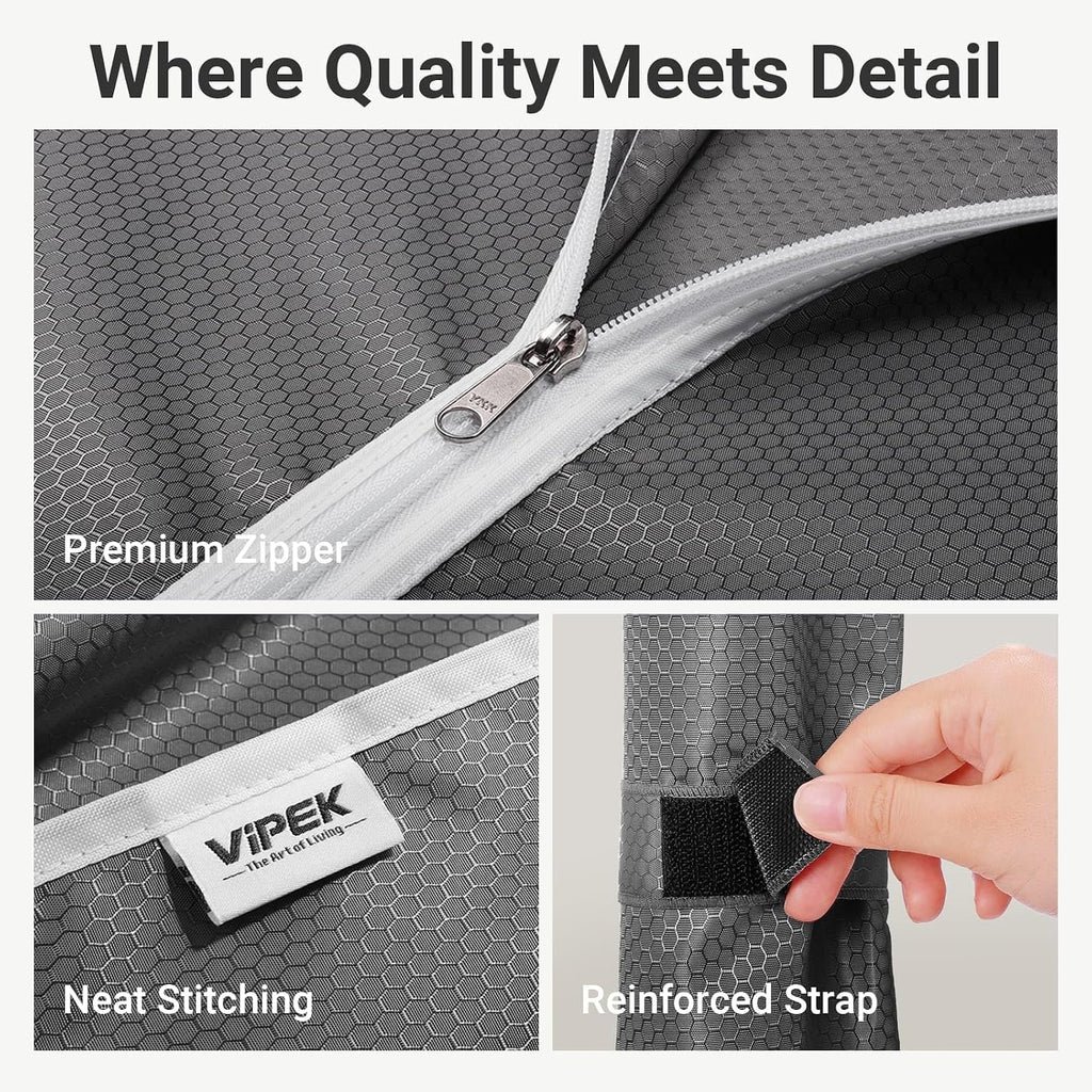 VIPEK V40C Covered Clothing Rack Heavy Duty with Cover, Custom Freestanding Closet Portable Wardrobe for Bedroom, Large Black with Grey Upgraded Polyester Cover