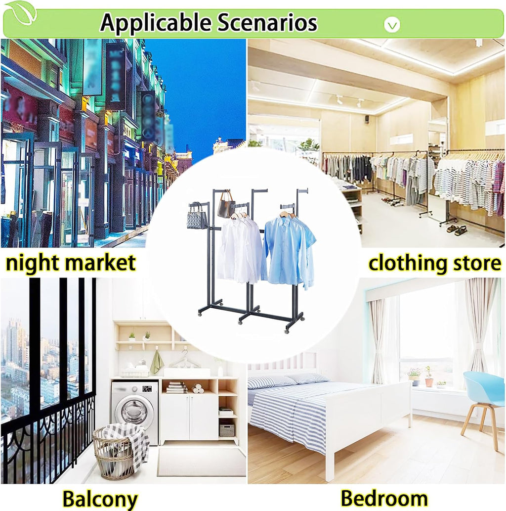 Floor Standing Metal Garment Rack - Heavy Retail Display Racks With Wheels, 6 Arms Clothing Rack, Square Tubing Portable Shirt Racks, Merchandise Display For Hanging Clothes (Gold)
