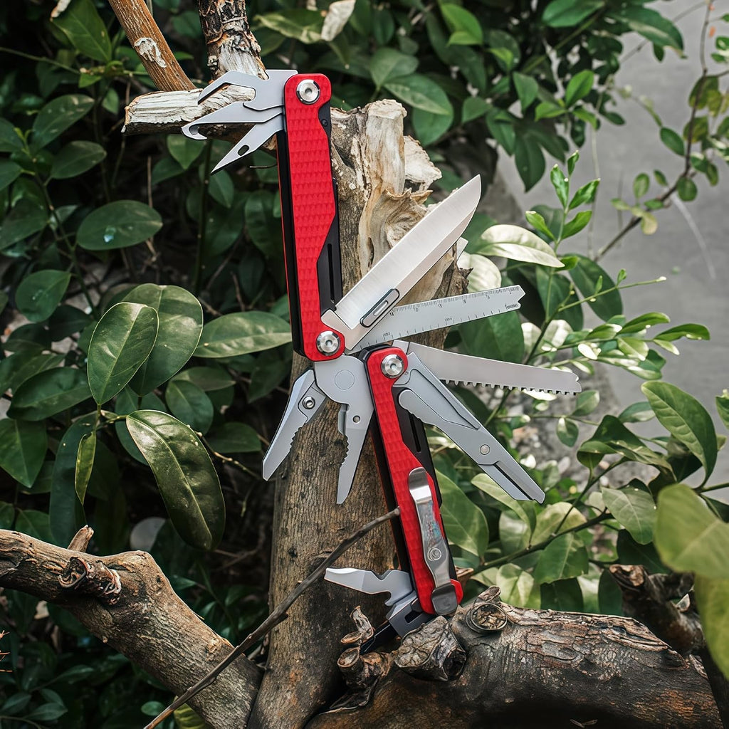 Multitool, 20-in-1 Full-Size, Multi-Purpose Pliers, Lightweight EDC, Tactical Gear, With Safety Locking, Camping Knives & Tools, Gifts for Guys, Gifts for Hunters Men who have Everything (Green Camo)