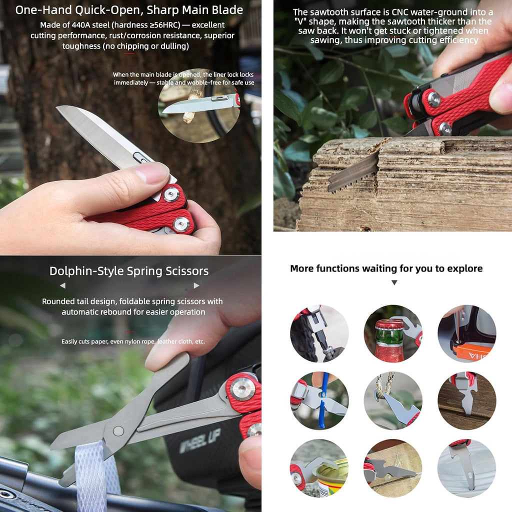 Multitool,20-in-1 Full-Size,Multi-Purpose Pliers,Lightweight EDC,Tactical Gear,With Safety Locking,Camping Knives & Tools,Gifts for Guys,Gifts for Hunters Men who have Everything (Pink and Silver)