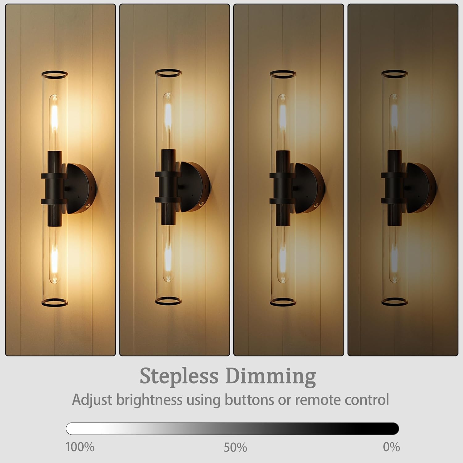 Rayogale Black Wireless Battery Operated Wall Sconces with Remote Control | Glass Rechargeable Wall Lights Set of 2 with Timer Function Dimmable for Living Room Bedroom Emergency 3000K, 20.5 Inch