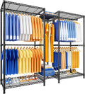 Ulif E12 Pro Clothes Rack，Heavy Duty Freestanding Garment Rack with Shelves，Metal Clothing Closet Storage System for Hanging Clothes，71' W x 16' D x 76.5' H, Hold 960 lbs，Black