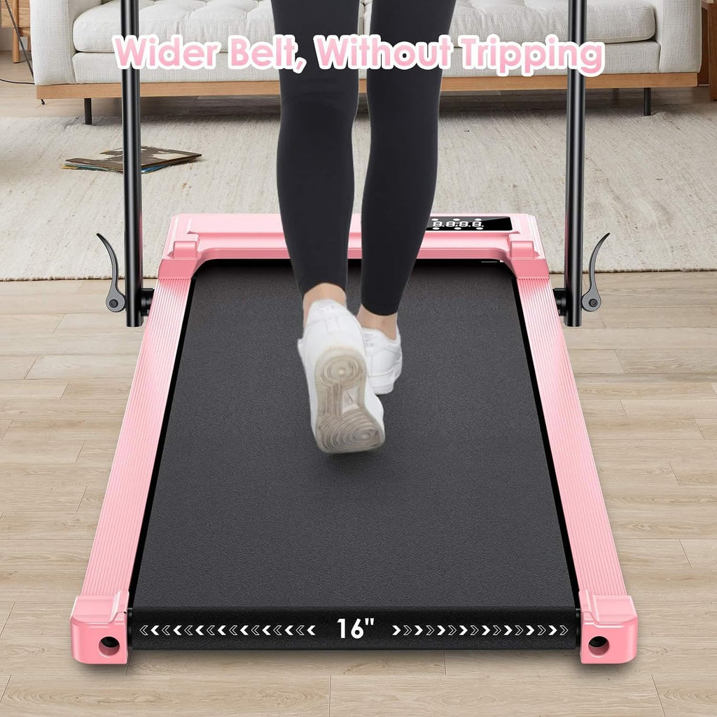 Walking Pad Treadmill with Handle Bar,7.5 MPH Under Desk Treadmill with Incline 300 lb Capacity,Folding Portable Walking Treadmill for Office Under Desk,Running Treadmill Foldable with 12 Programs
