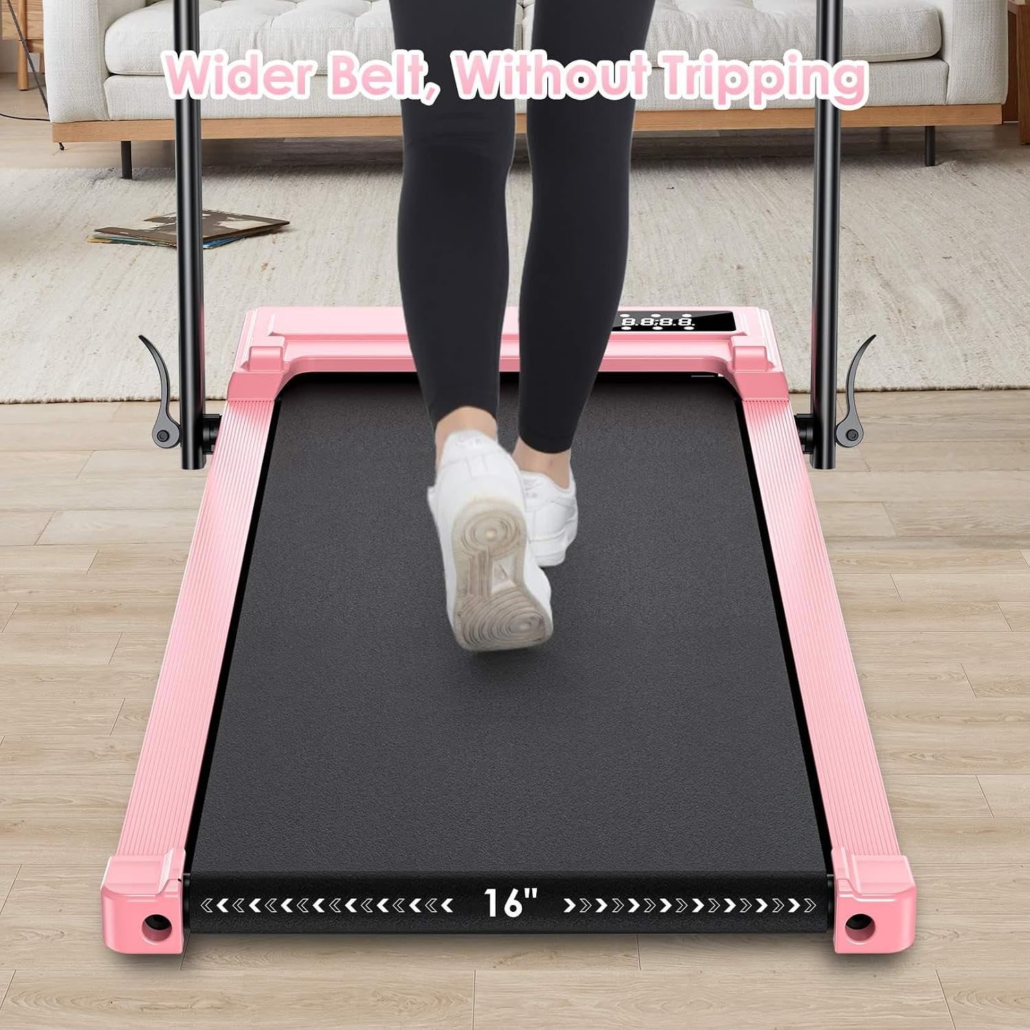 Walking Pad Treadmill with Handle Bar,7.5 MPH Under Desk Treadmill with Incline 300 lb Capacity,Folding Portable Walking Treadmill for Office Under Desk,Running Treadmill Foldable with 12 Programs