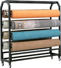8 rods Commercial Fabric Roll Storage Rack, Large Textile Fabric Display Rack with Adjustable Hanging Rod, Movable Organizer Holder for Vinyl Roll/Leather Roll/Curtain Studio/Wallpaper (8 rods)