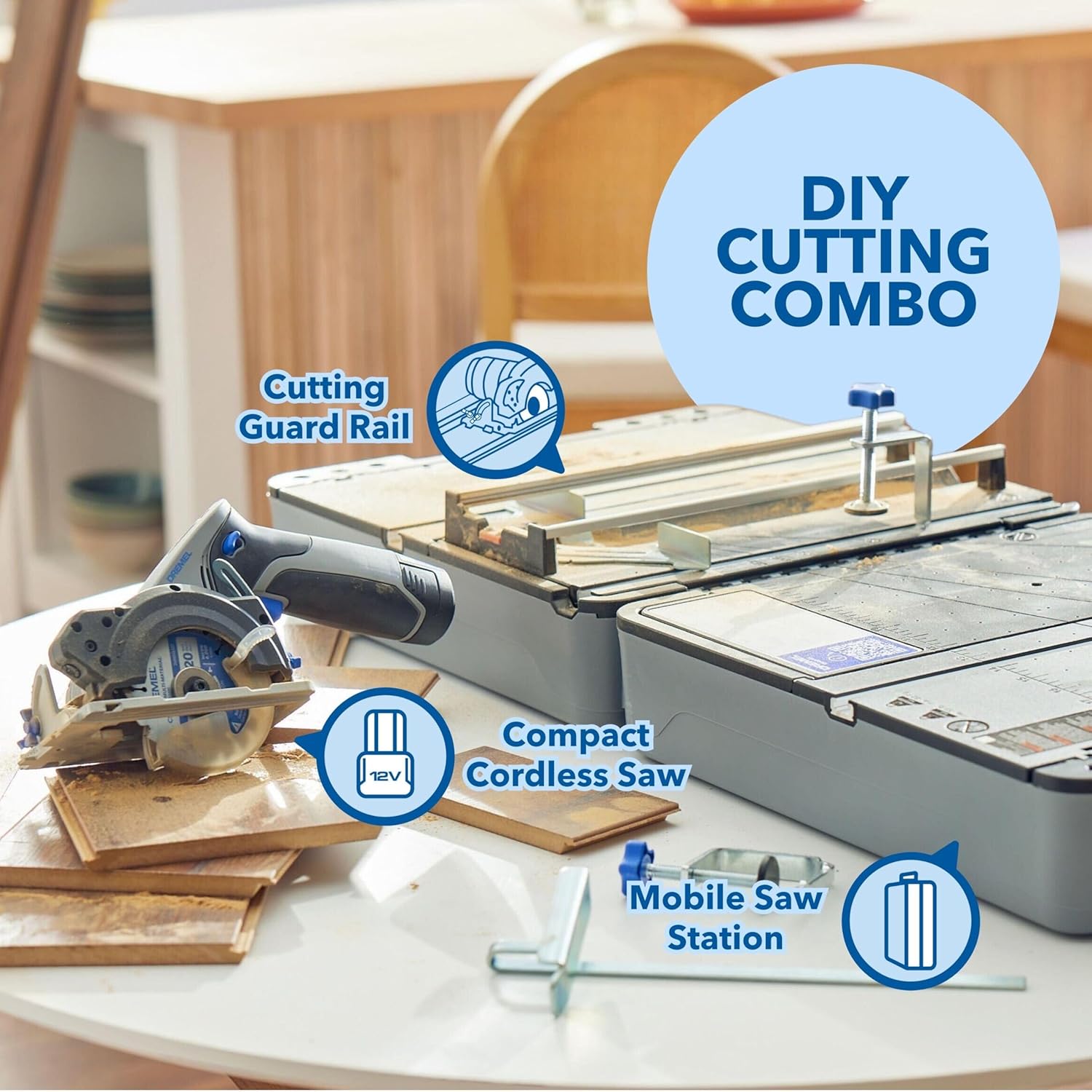Dremel Blueprint 12V Bundle - Portable Saw Station with Brushless Compact Circular and Multi-Purpose Cutting Case + Brushless Project Multi-Tool with Integrated Application Selector