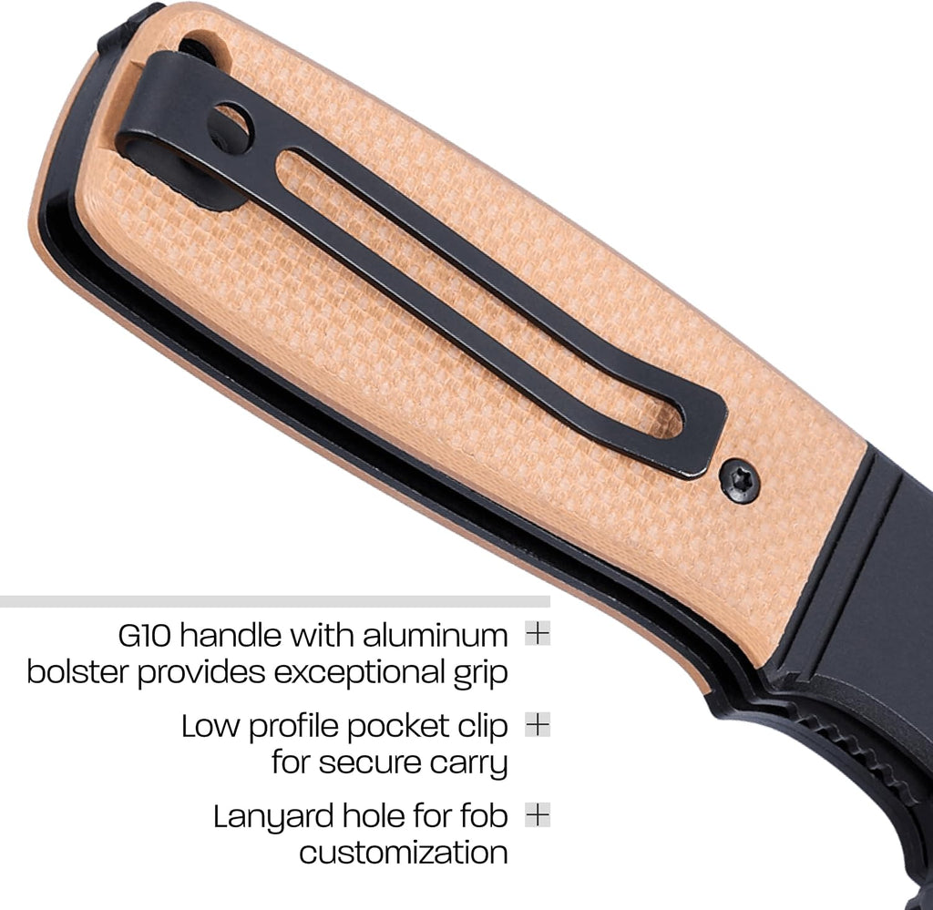 CRKT Homefront Compact Everyday Carry EDC Pocket Folding Knife with Liner Lock: S35VN Plain Edge Blade, G10 w/Aluminum Bolster Handle, Pocket Clip, K245BKP