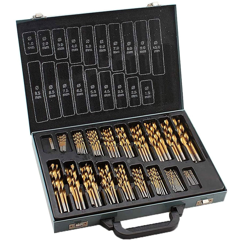 Titaniums Drill Bit Set, 170Pcs Straight Shank Ti Coated Drill Bits,Metric Spiral Point Metal Working Tools for Wood Plastic
