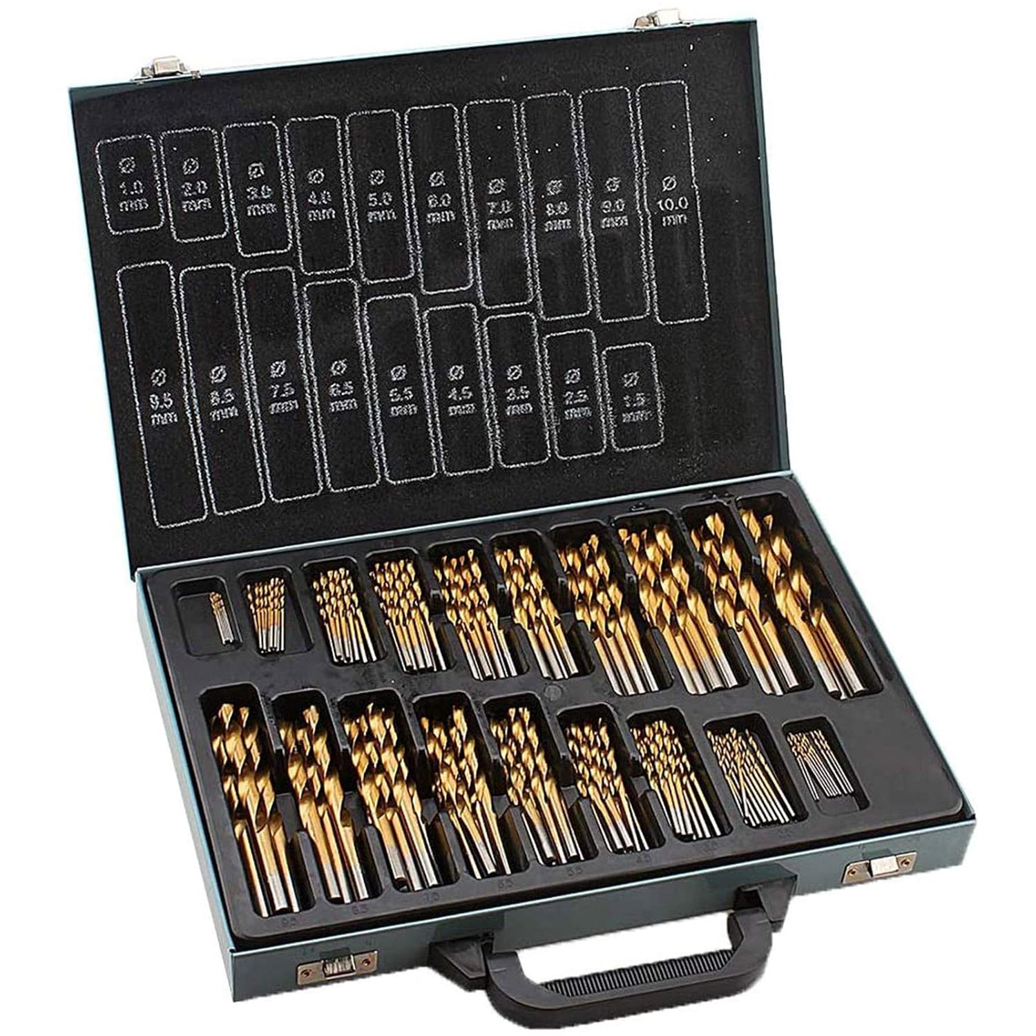 170Pcs 1-10mm Straight Shank Ti Drill Bit, Metric Spiral Point Tap Straight Shank Ti Drill Bit Set for Metal Wood Plastic Applications