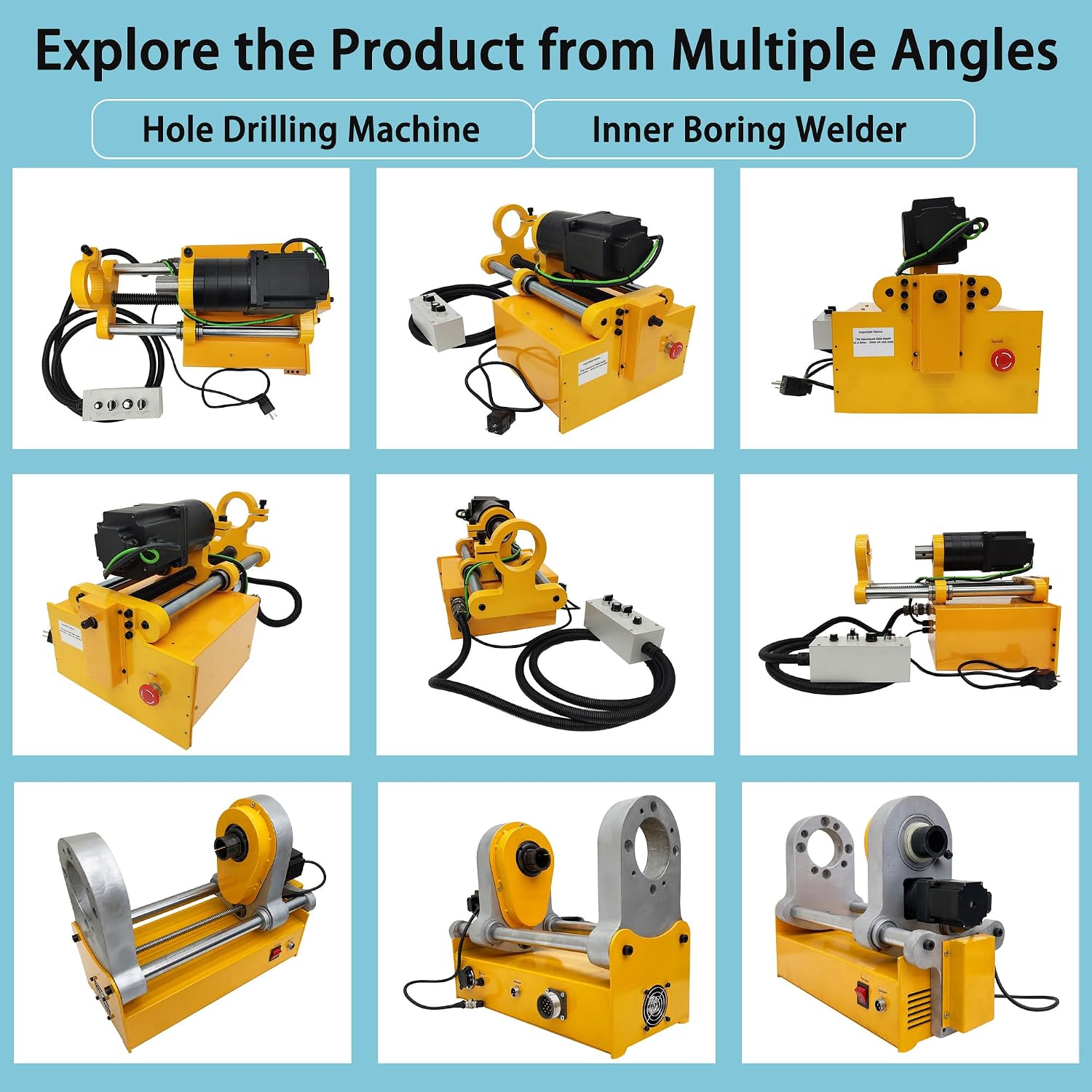 Line Boring and Welding Machine, 110V Line Boring Machine 55-260mm Hole Drilling Repair Bores with Control Handle, 150cm Bar, European Connector for Excavators, Loaders, Cranes No MIG Welder