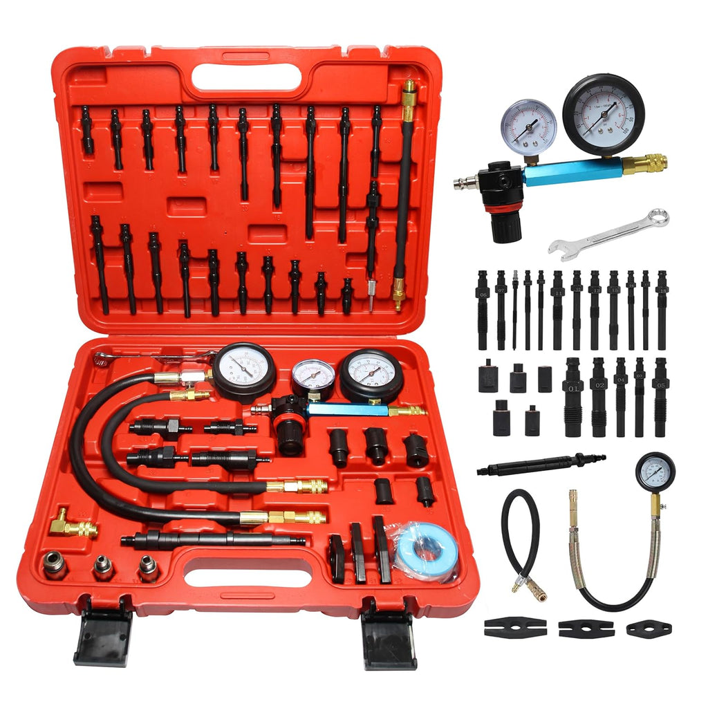 47 PCS Compression Tester Kit, Leak Down Tester Automotive Small Engine, Cylinder LeakdownTester Kit for Fixing Petrol & Diesel Engine Issues for Cars, Trucks and Motocycles