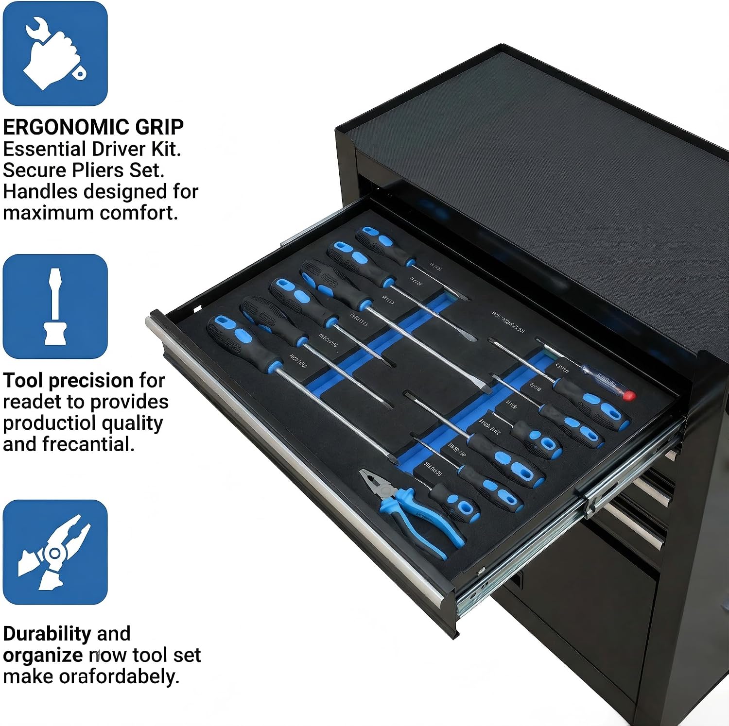 Tool Box Set, 439-Piece Mechanic's Tool Kit, 4-Drawer High Capacity Tool Chest, Lockable Storage Organizer with Sliding Drawers for Home & Garage Repair (Black+238PCS)