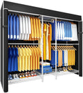 Ulif E12C Pro Heavy Duty Closet Organizer System，Freestanding Clothing Racks for Hanging Clothes，Adjustable Garment Rack 71'W x 16'D x 76.5'H Hold 960lbs，White Clothing Rack with Black Dustproof Cover