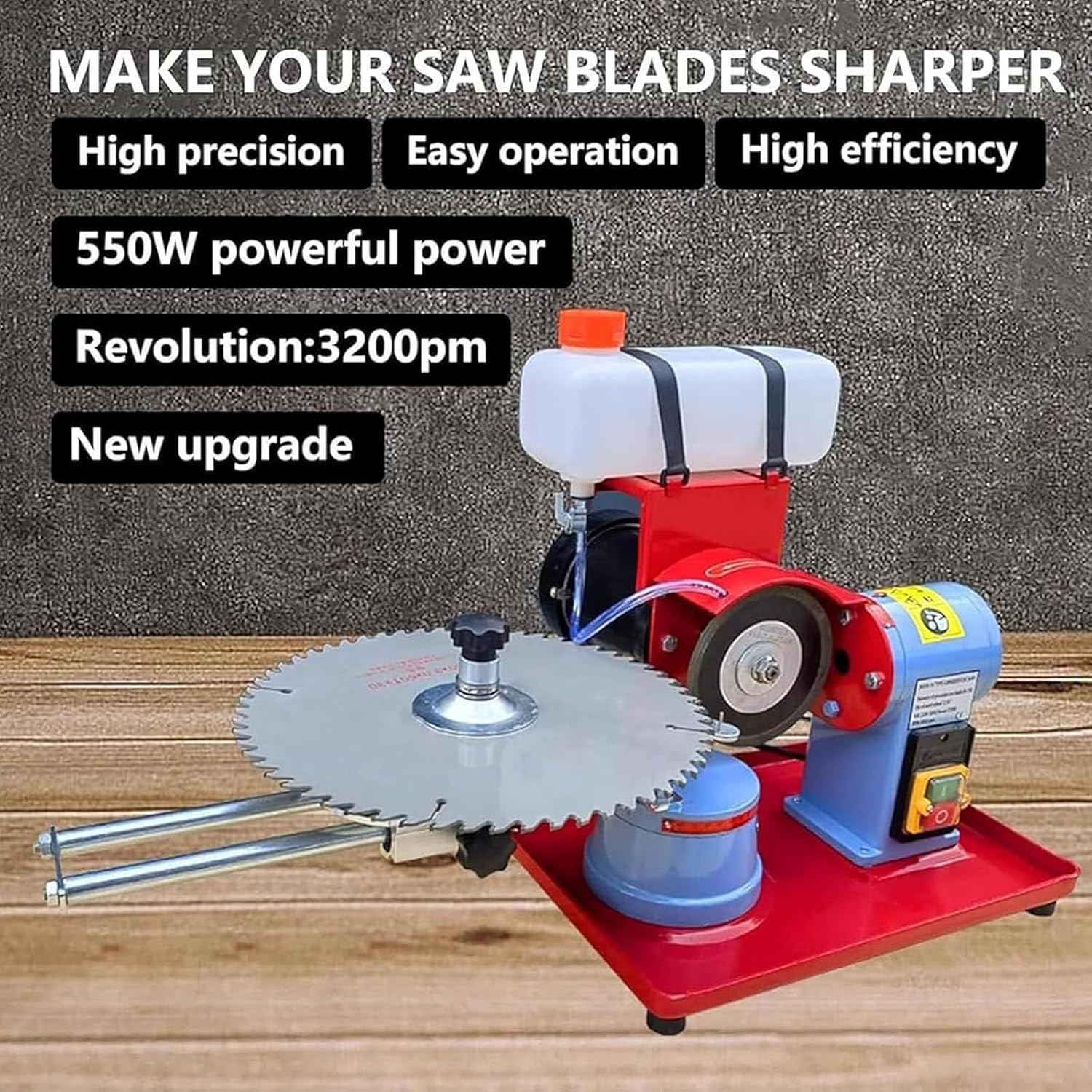 Electric Circular Saw Blade Sharpener, Multi Tool Blade Sharpener, Dry Wet Circular Saw Blade Sharpener 2850rpm Saw Blades Polishing Machine Carbide Tips Sharpening Tool 370W
