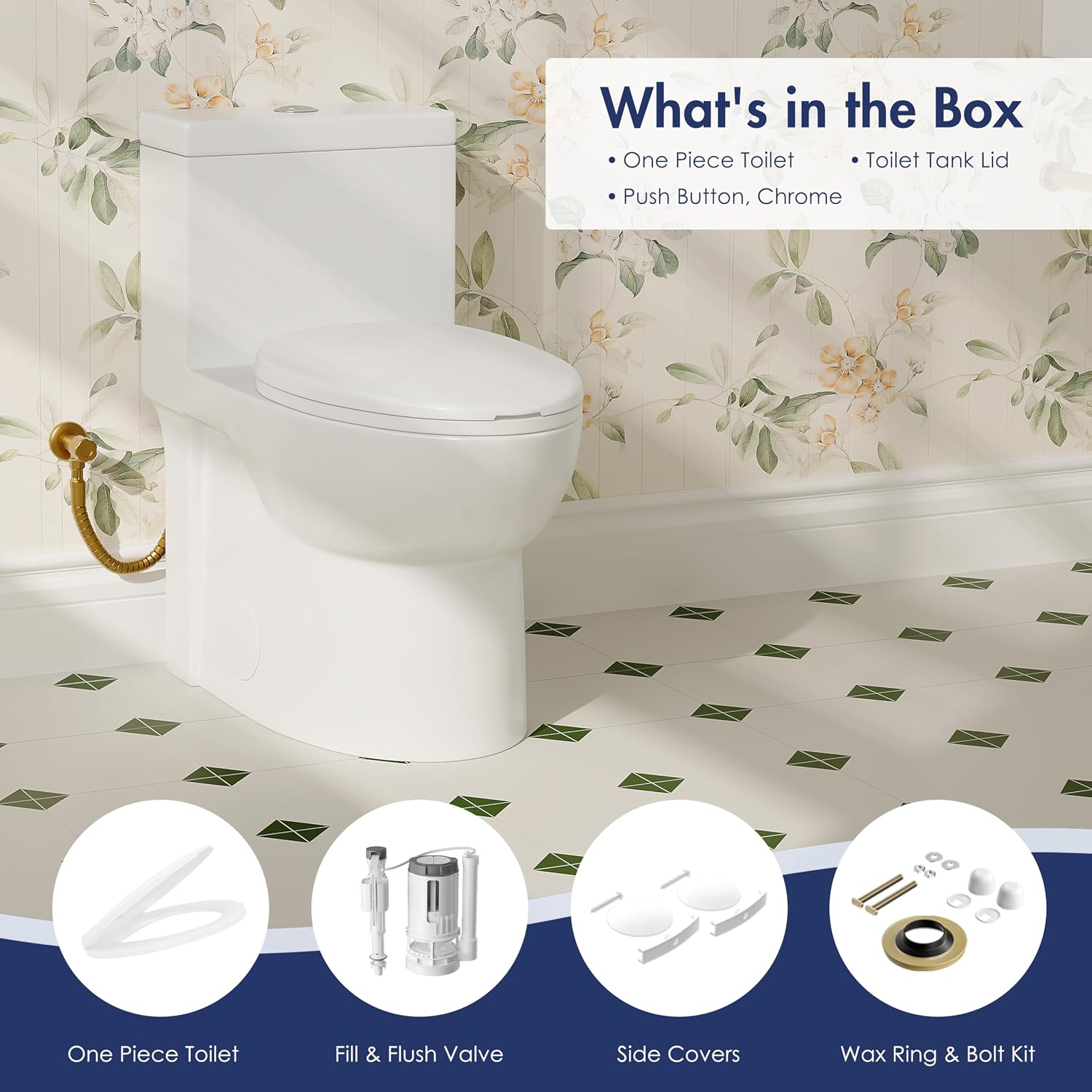 Eridanus One Piece Toilets for Bathroom, Elongated Toilet with Compact Soft Closing Seat, ADA Compliant 17' Toilet Bowl, 12' Rough in, Powerful Dual Flush 1.1/1.6 GPF, Modern Ceramic White