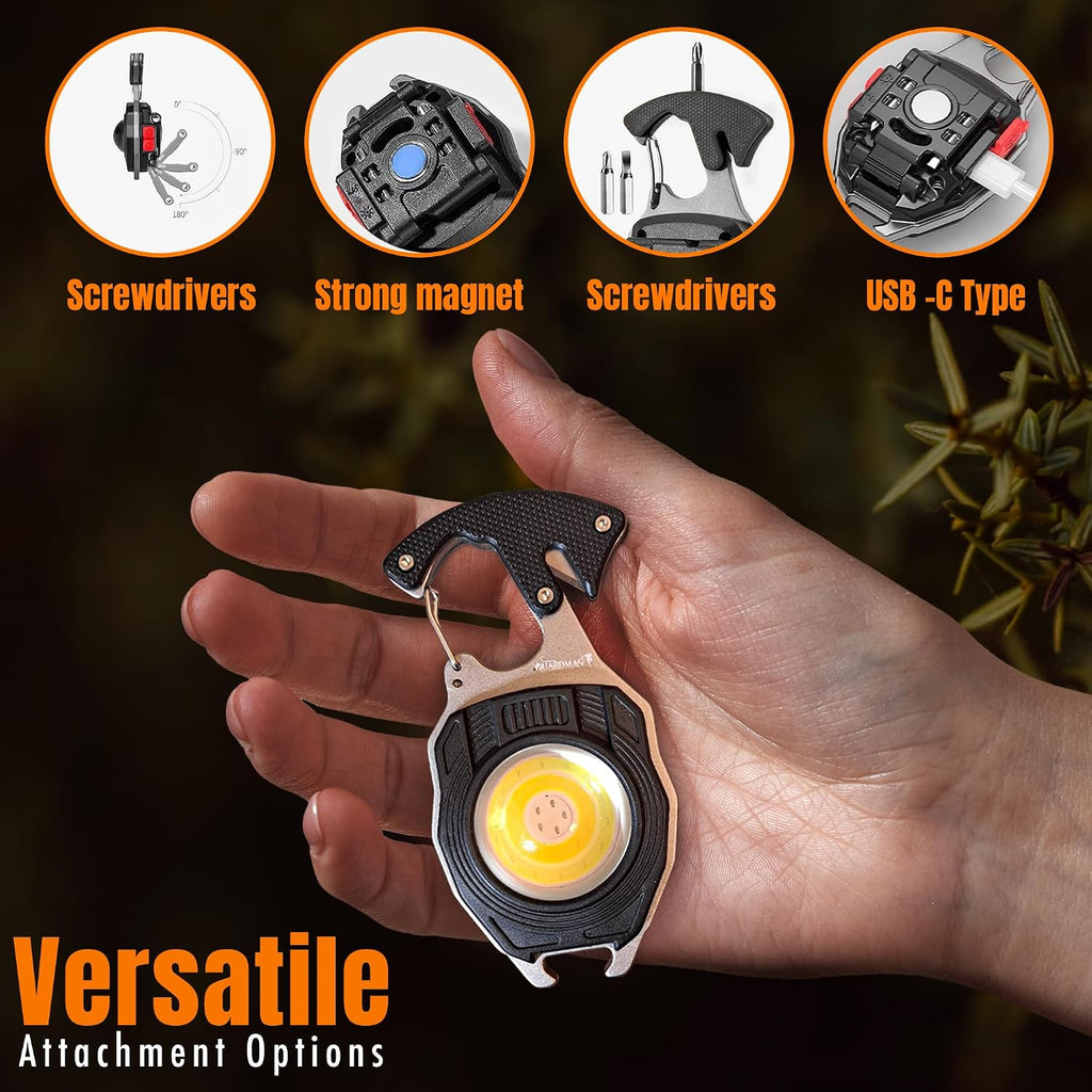 GUARDMAN Fathers Day Gift for Dad – Multitool Survival keychain Tool, LED Flashlight, Carabiner, Fire Starter, Screwdriver, Whistle, Bottle Opener – Camping & Outdoor Multi Tool Gear - 30 Pack