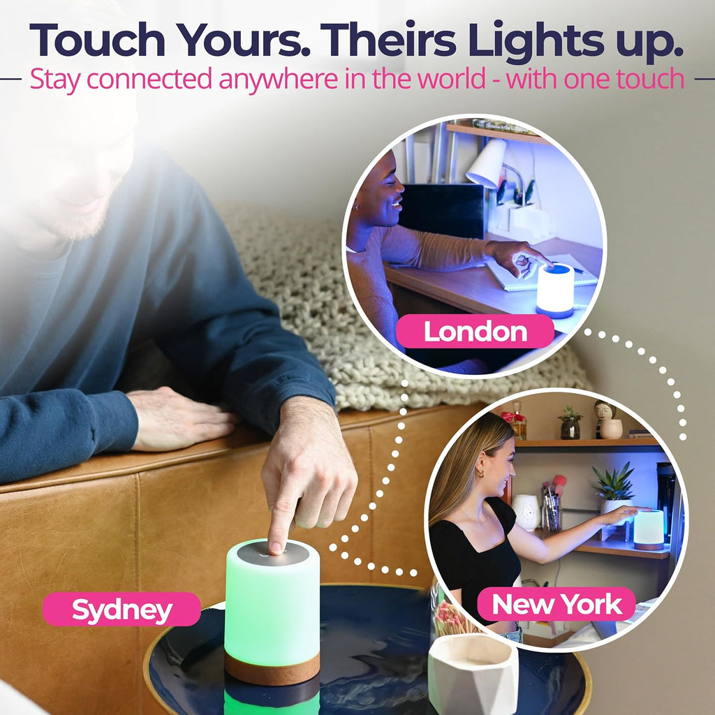 LuvLink Friendship Lamps No Subscription WiFi Touch Lamp for Long Distance Relationships, Couples, Friends & Family - Gift Ready (Set of Three)