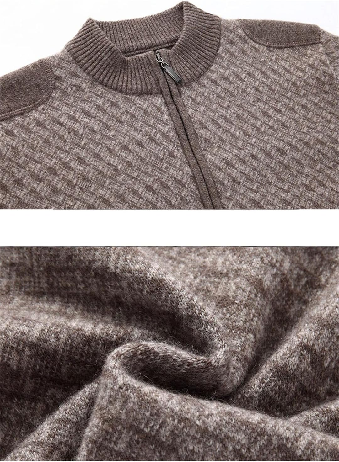 Men's Sweater 100% Cashmere Half High Neck Decorative Zipper Pullover Thickened Jumper