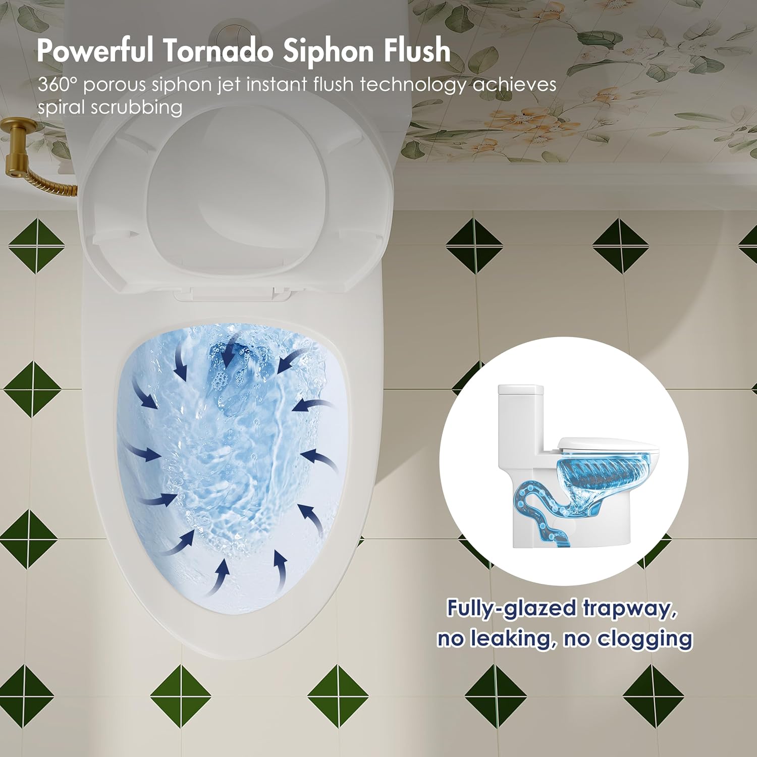 Eridanus One Piece Toilets for Bathroom, Elongated Toilet with Compact Soft Closing Seat, ADA Compliant 17' Toilet Bowl, 12' Rough in, Powerful Dual Flush 1.1/1.6 GPF, Modern Ceramic White