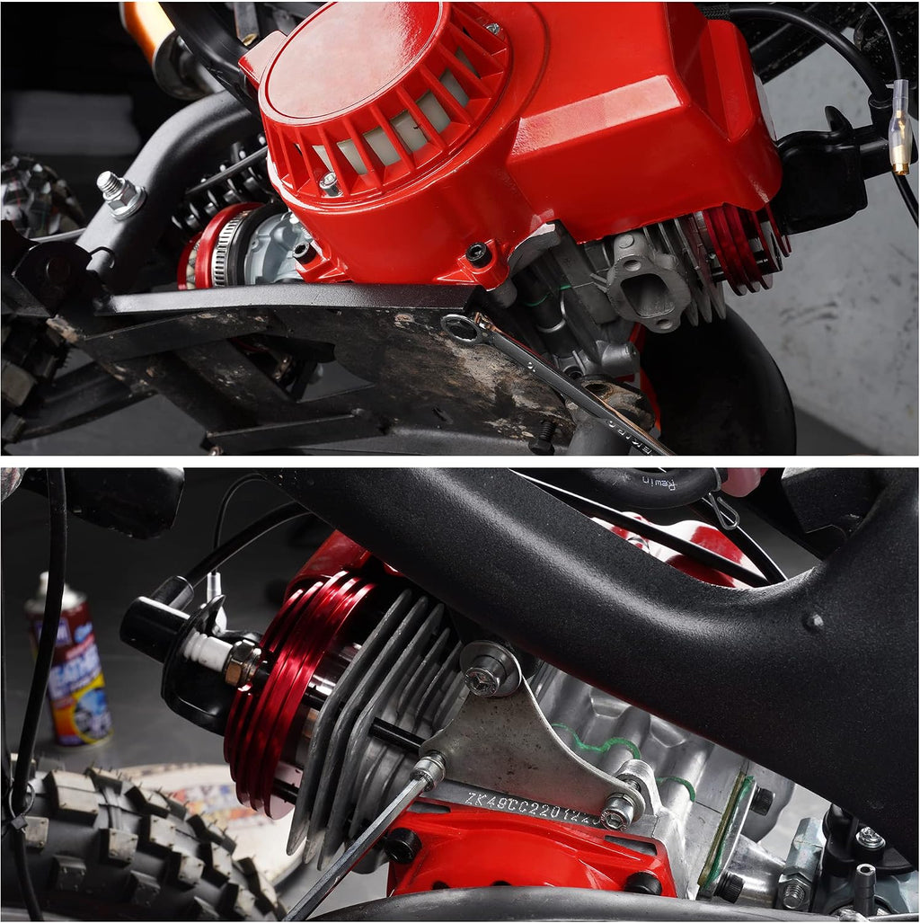 49cc 52cc Big Bore Pocket Bike Engine with Performance Cylinder CNC Engine Cover Racing Carburetor DIY Engine + Air Filter + Handle Bar + Throttle Cable