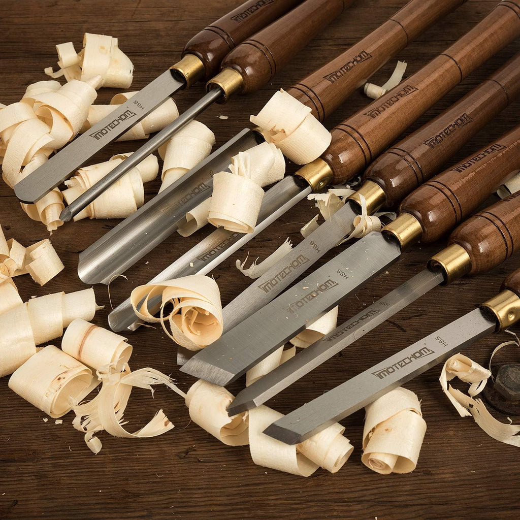 8-Pieces HSS Wood Turning Tools Lathe Chisel Set with Wooden Box