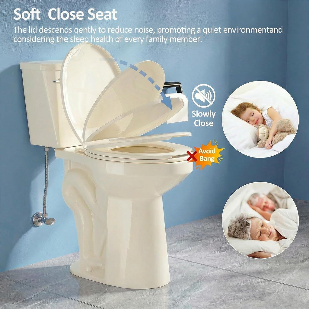 Simple Project Tall Toilets for Seniors 21 inch Extra High Toilets, ADA Comfort Toilet Bowl Heigh 21', Elongated Two-Piece Toilet 1.28GPF Powerful, 12 Inch Rough-in, Bone Color, for Bathroom