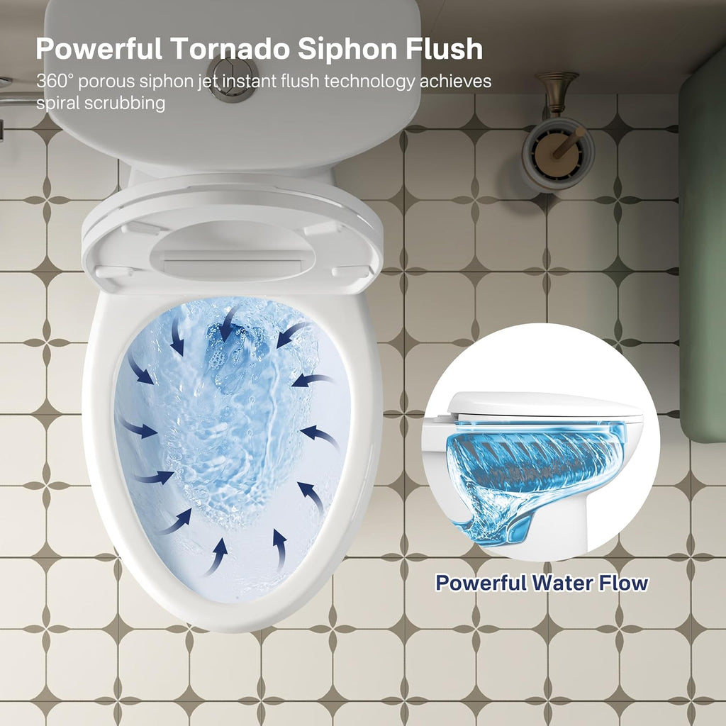 Eridanus Tall Two Piece Toilet, ADA Compliant Chair Height 19.7', Elongated Toilets Bowl 19' with Soft Close Seat, 1.1/1.6GPF Dual Flush, 12' Rough-In Floor Mounted, for Elderly, Pregnant, Disabled