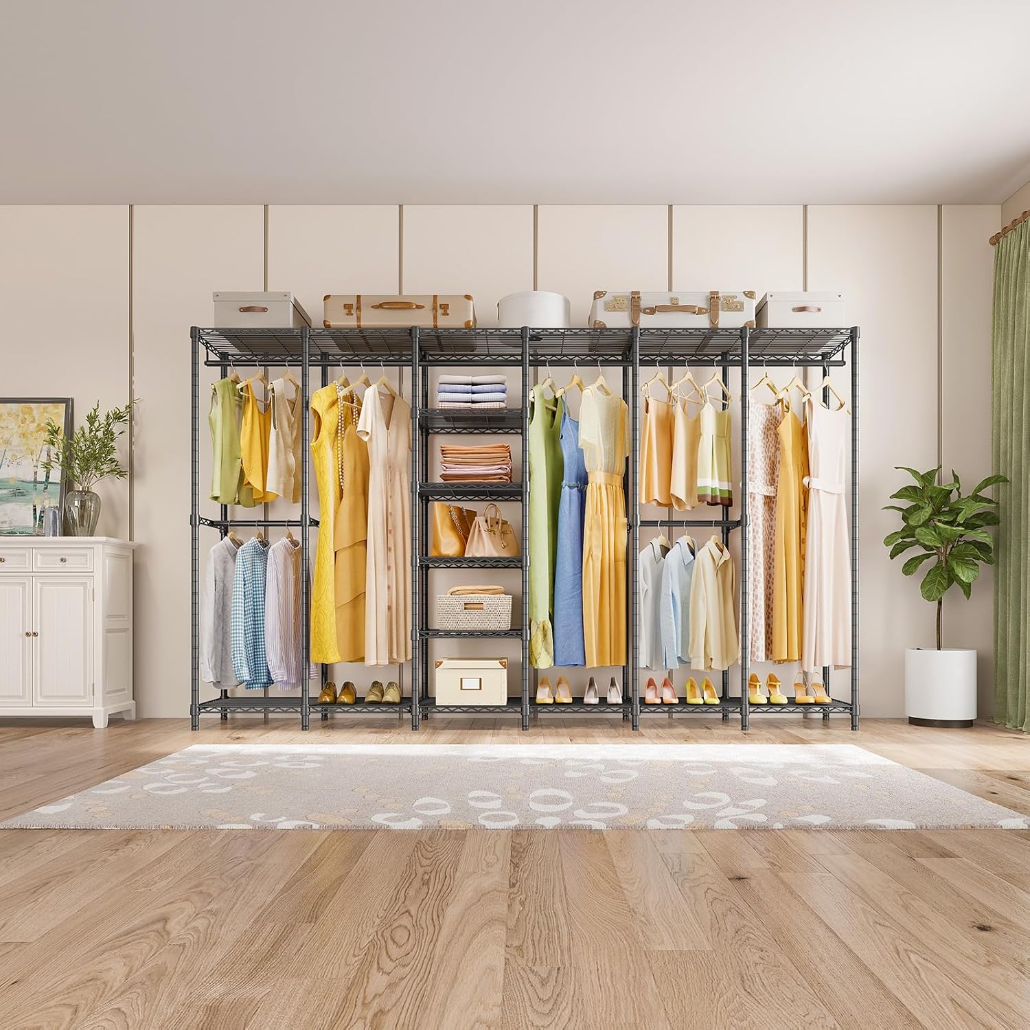 VIPEK V60 Extra Large Clothing Rack Portable Closet Freestanding Wardrobe Heavy Duty, Metal, for Hanging Clothes, Bedroom Storage Organizer, Max Load 1620lbs, White